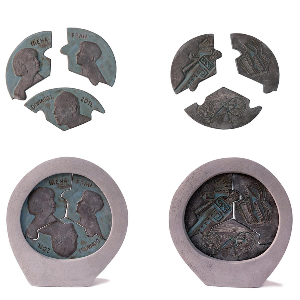 Obitelj, 2022. keramika, crna kamenina i glazura, 170 mm – dvostrana medalja