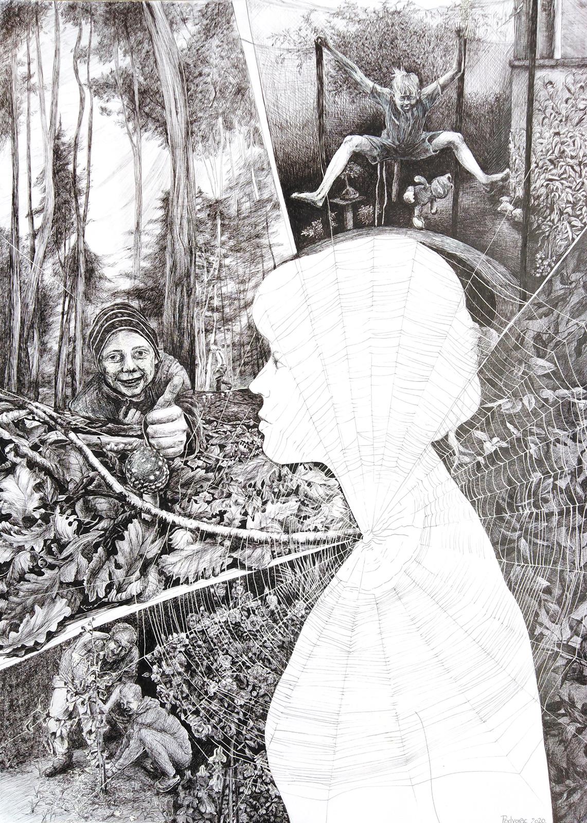 Empty, 50 x 70 cm, folmaster, tuš, 2020.