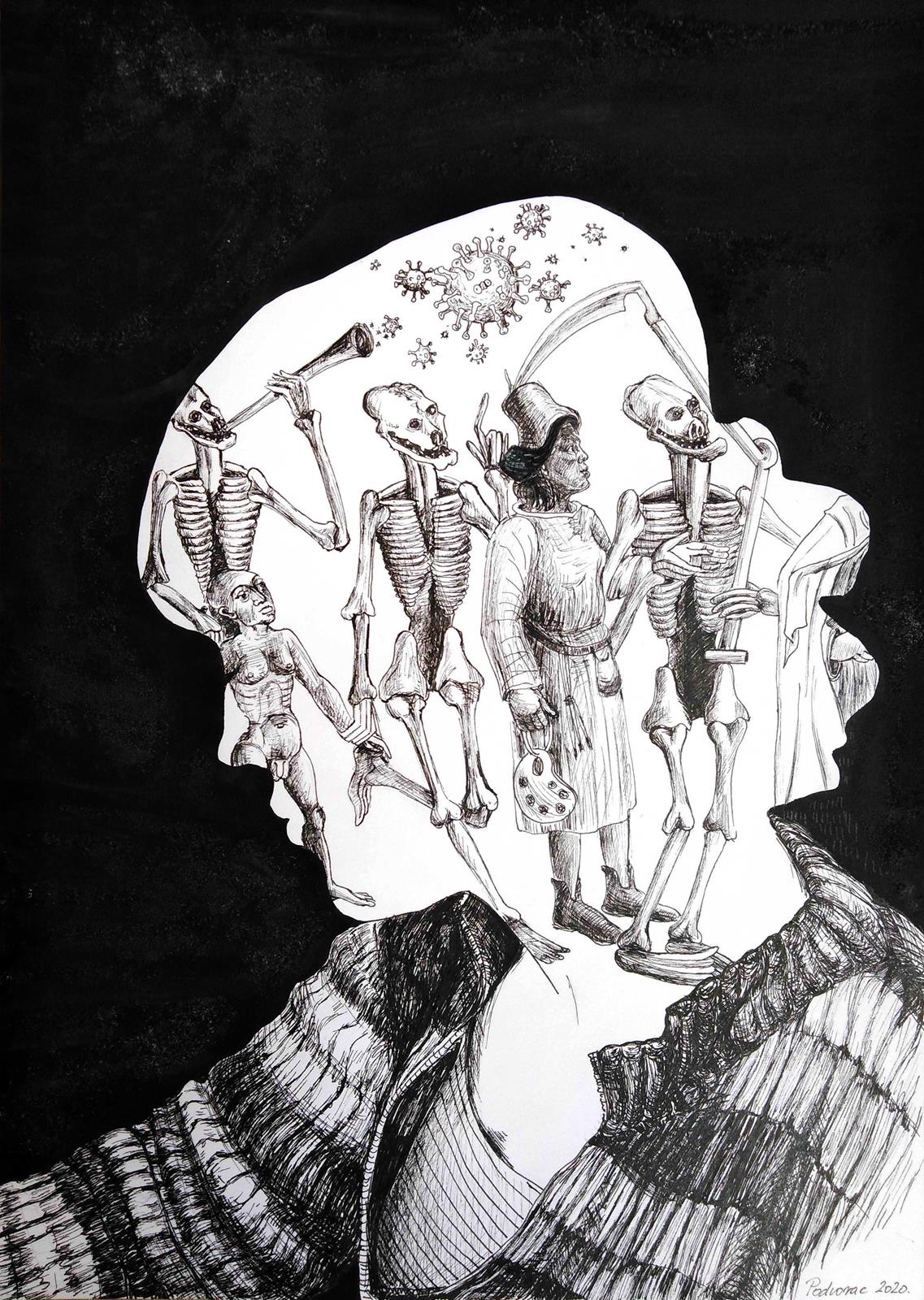 This Is The End Of The World As I Know It!, 25x35cm, flomaster, tuš, 2020.