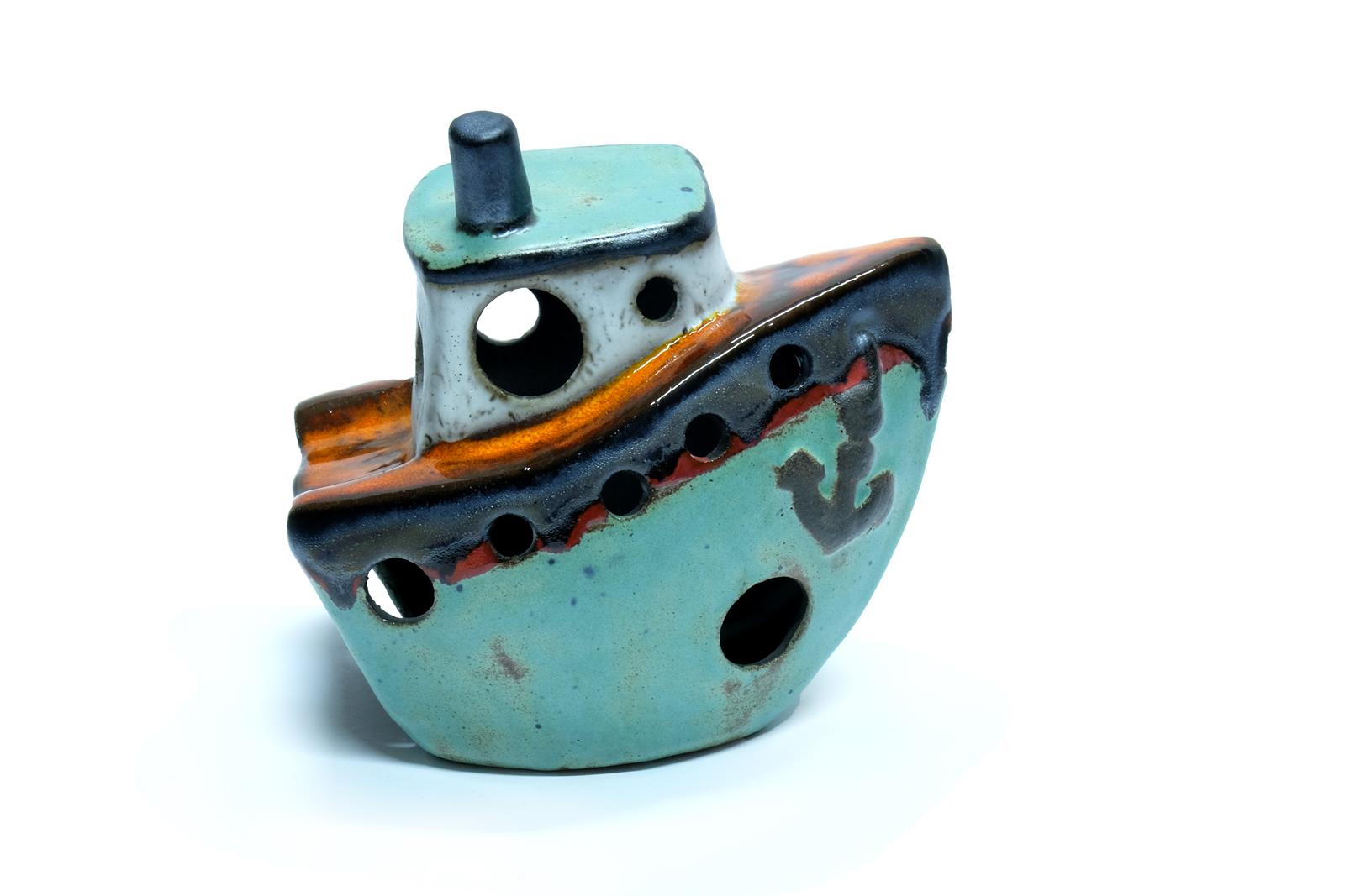 Svijećnjak brod, keramika, 16x9x16cm