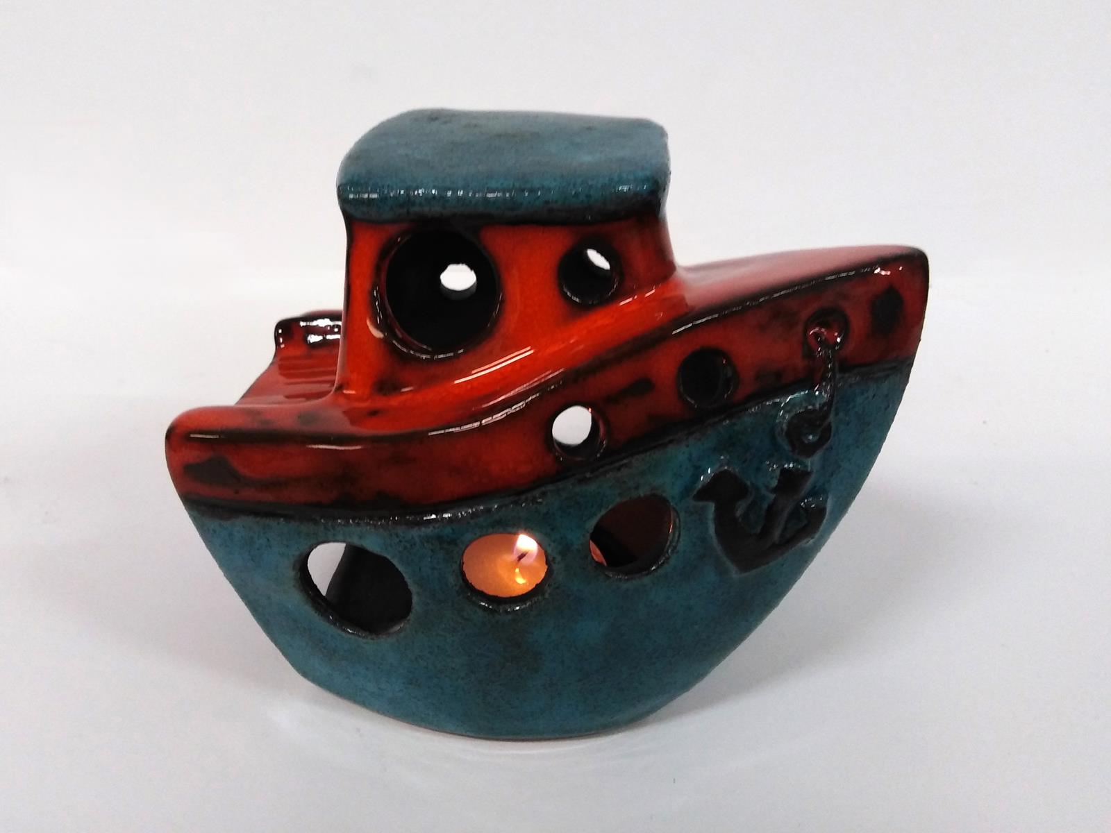 Svijećnjak brod, keramika, 16x9x16cm