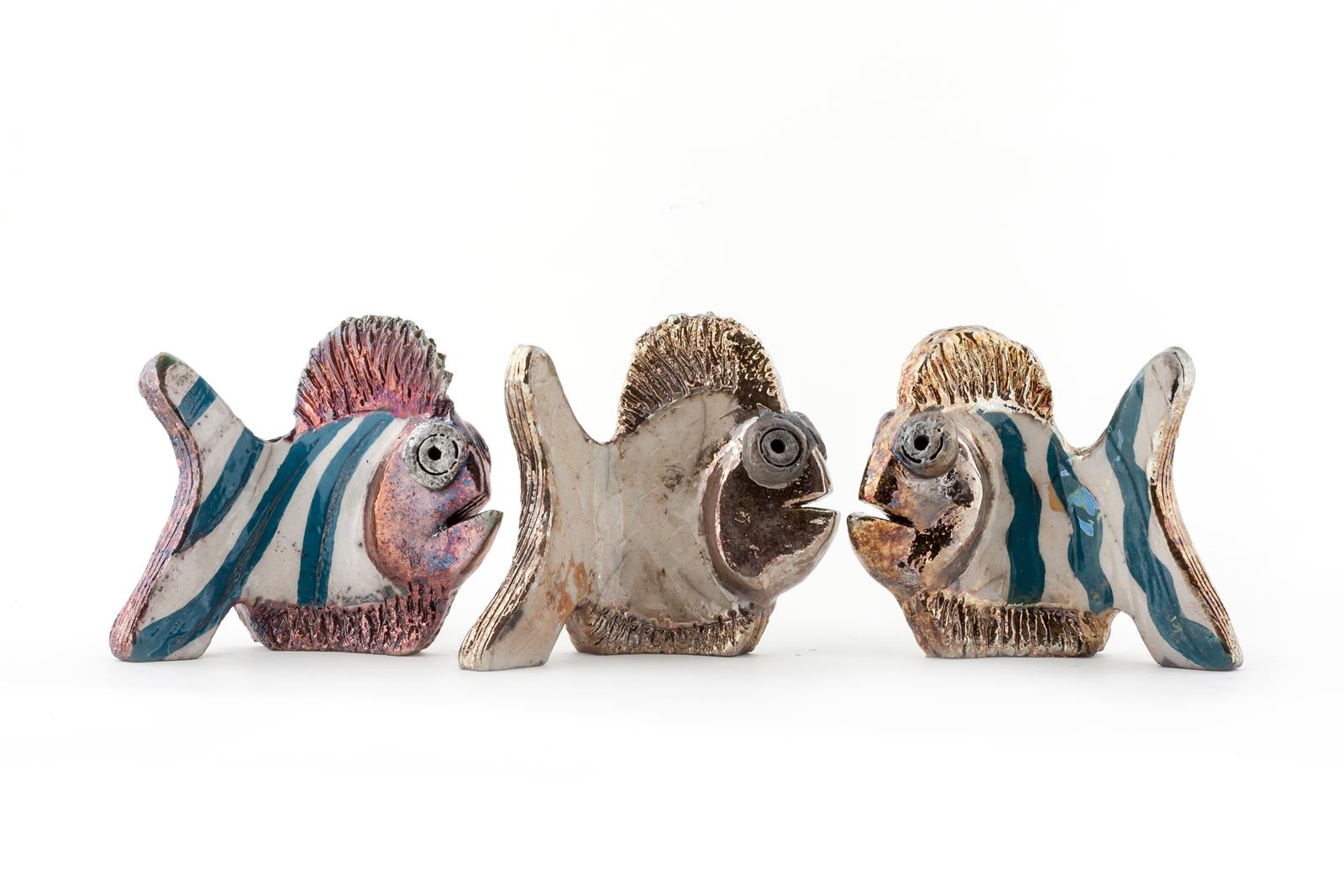 Ribe,  keramika, 13x5x13cm