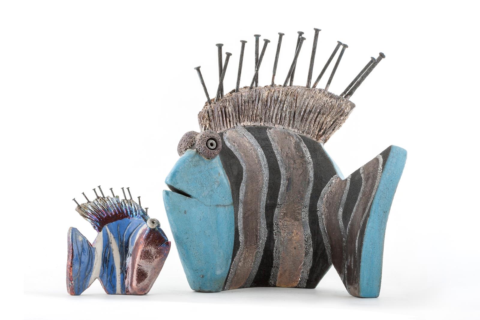 Ribe, keramika, 13x5x13cm i 29x8x23cm