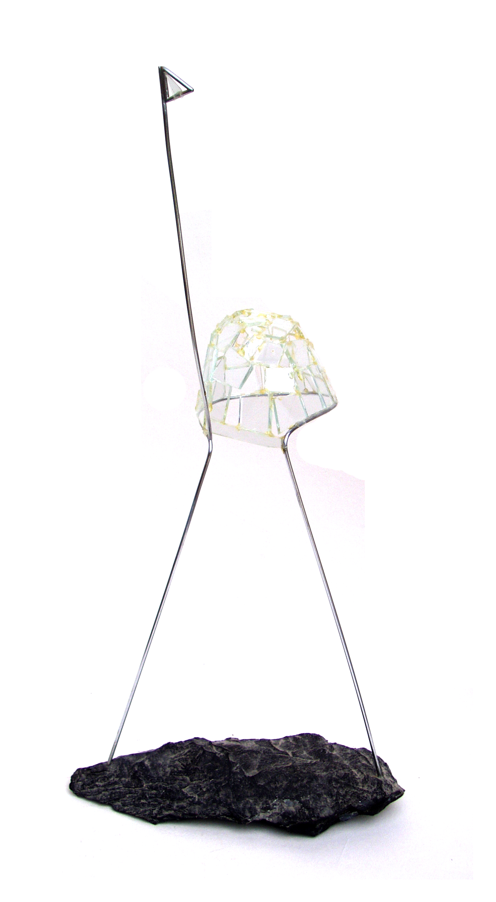 24x15x49cm, metal, staklo, kamen, 2000.