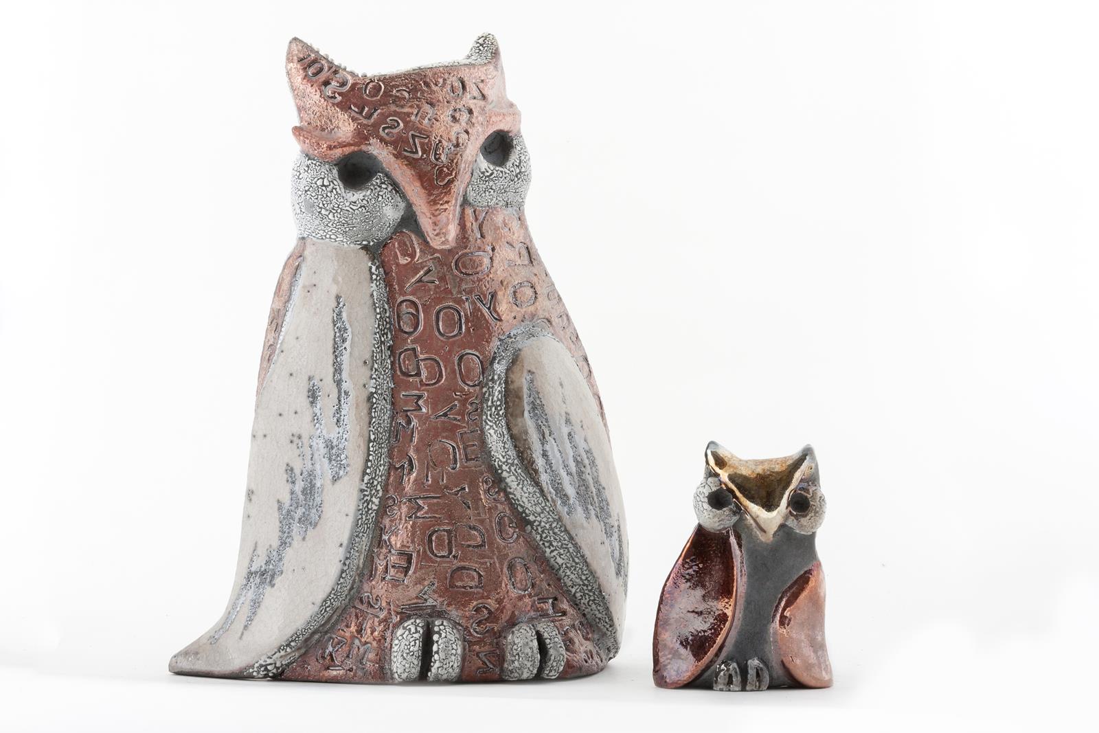 Sova, keramika, 25x23x15cm i 11x9x5cm