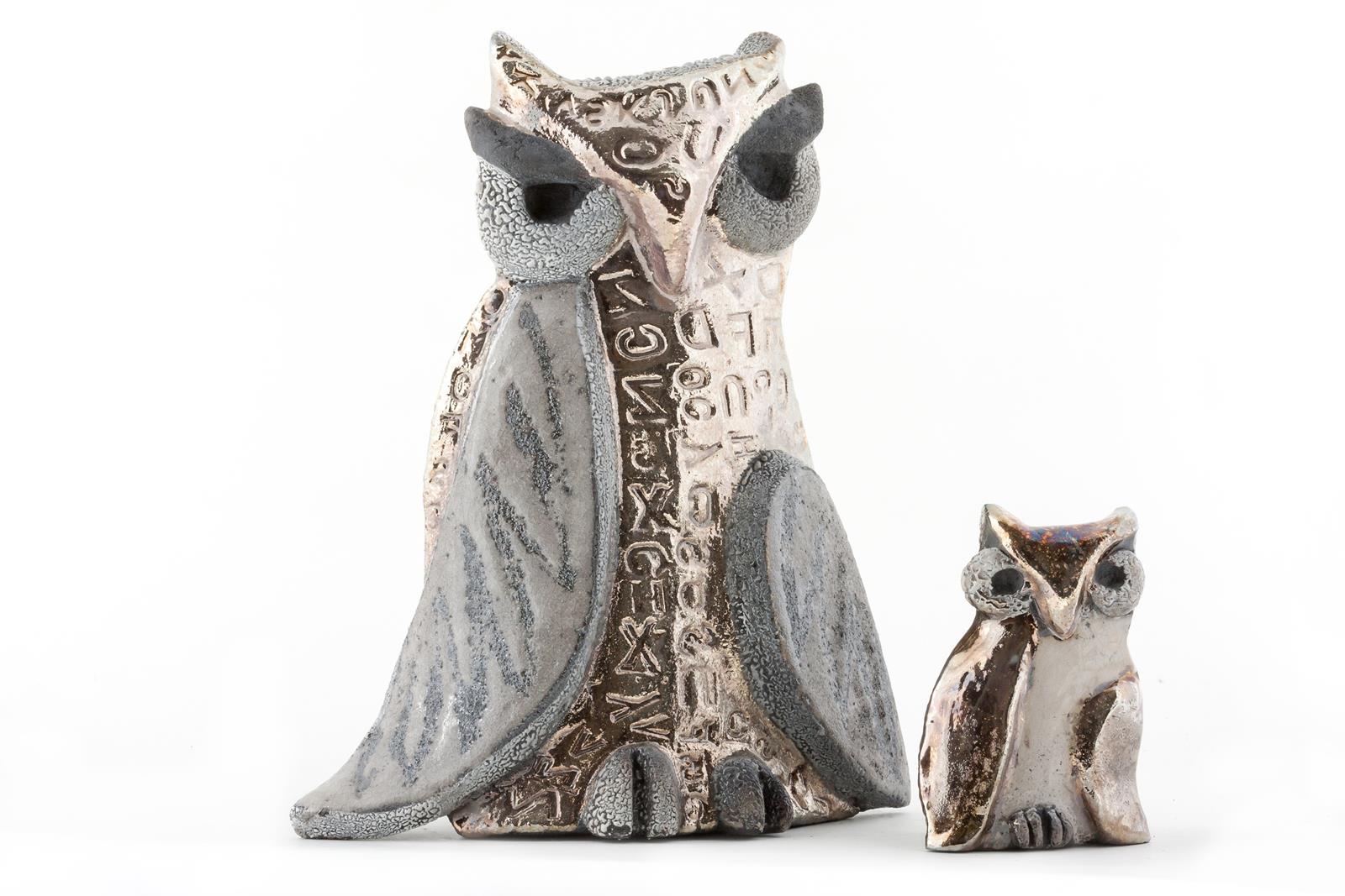 Sova, keramika, 25x23x15 i 11x9x5cm