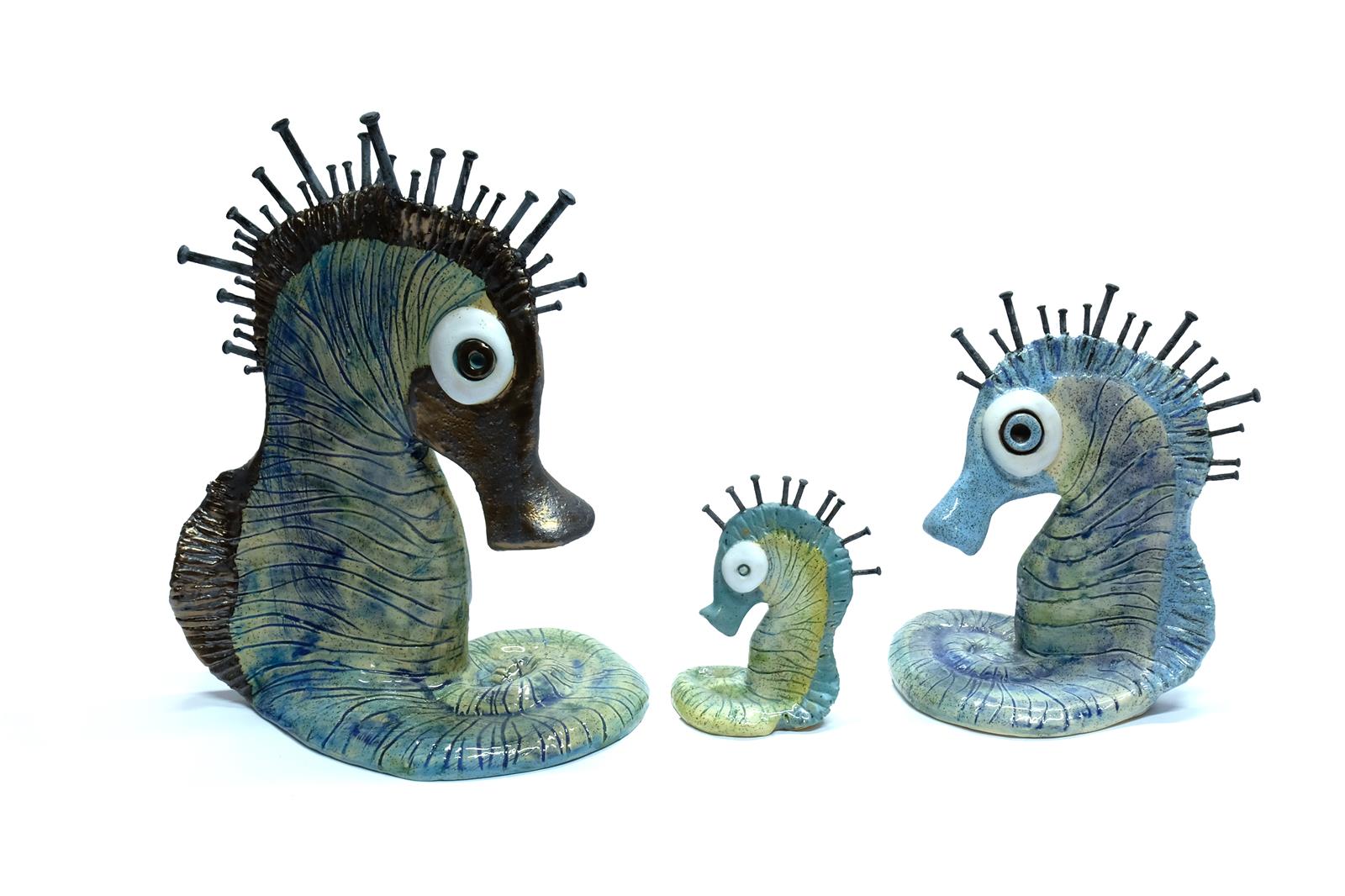Morski konjići, keramika, 8x6x11cm, 16x11x19, 22x13x28cm