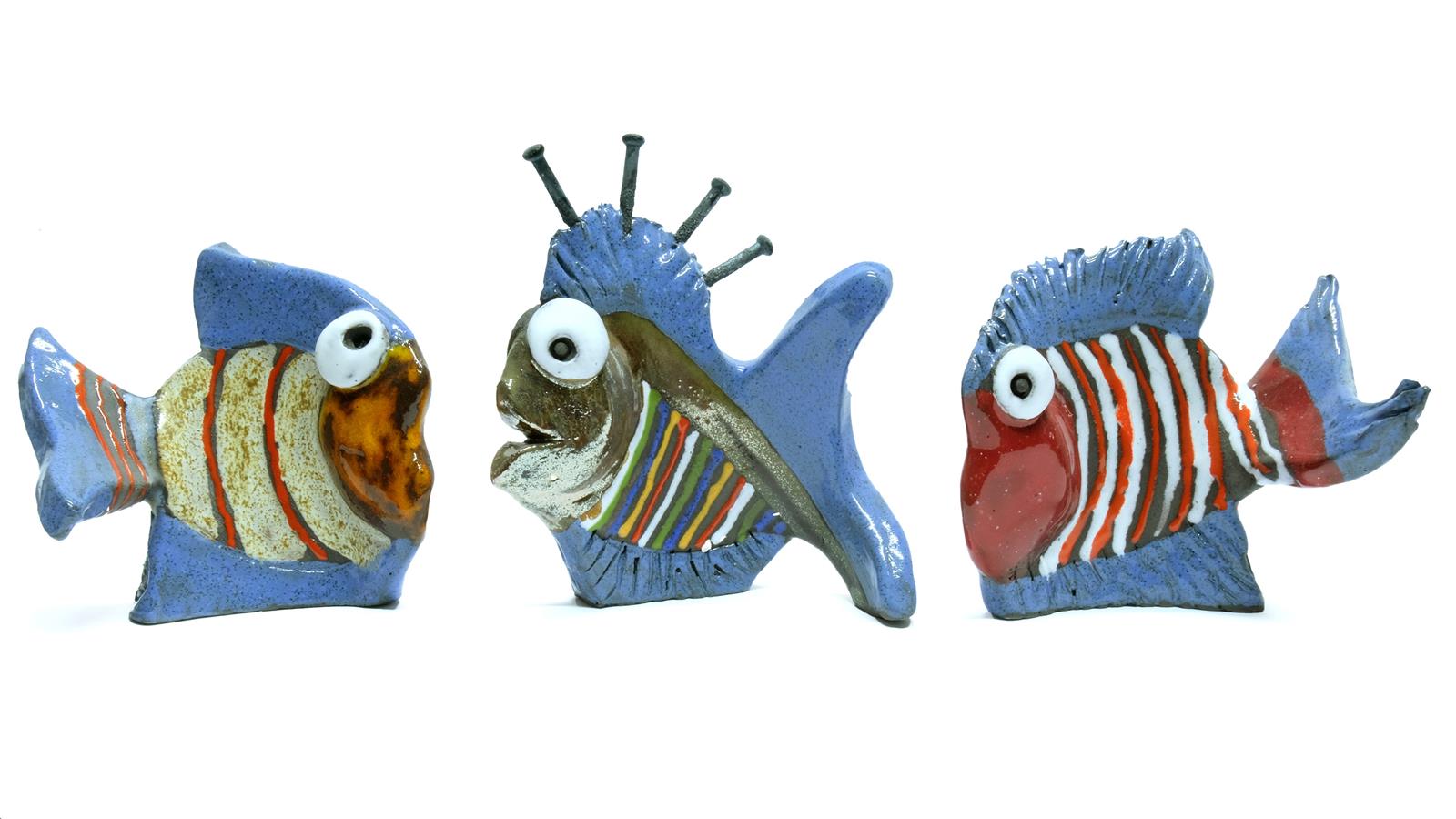 Ribe, keramika, 13x5x13cm