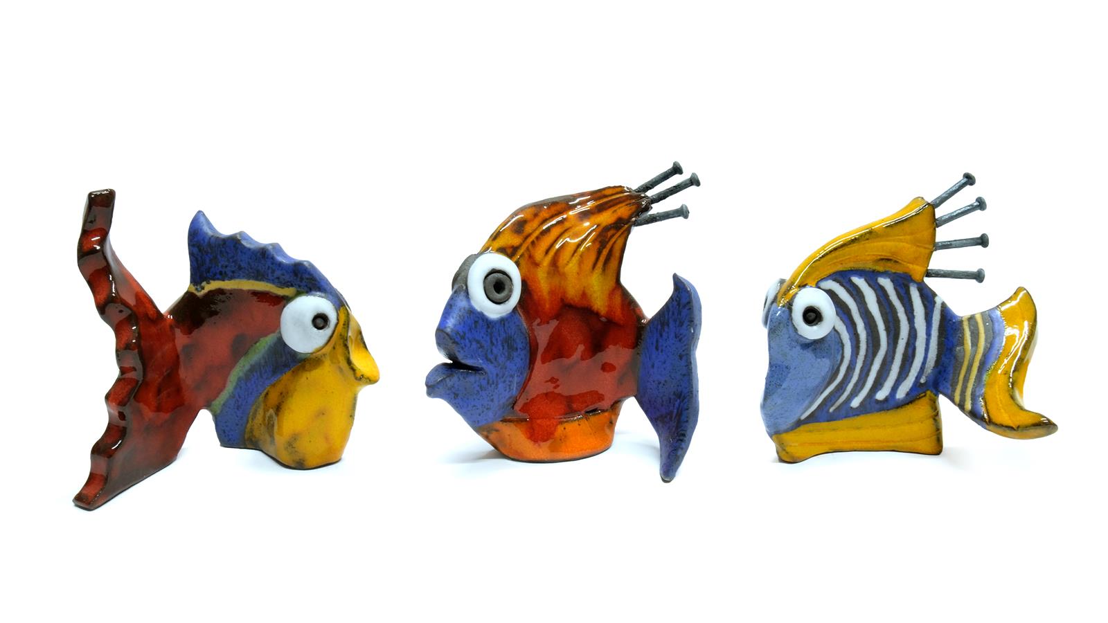 Ribe, keramika, 13x5x13cm