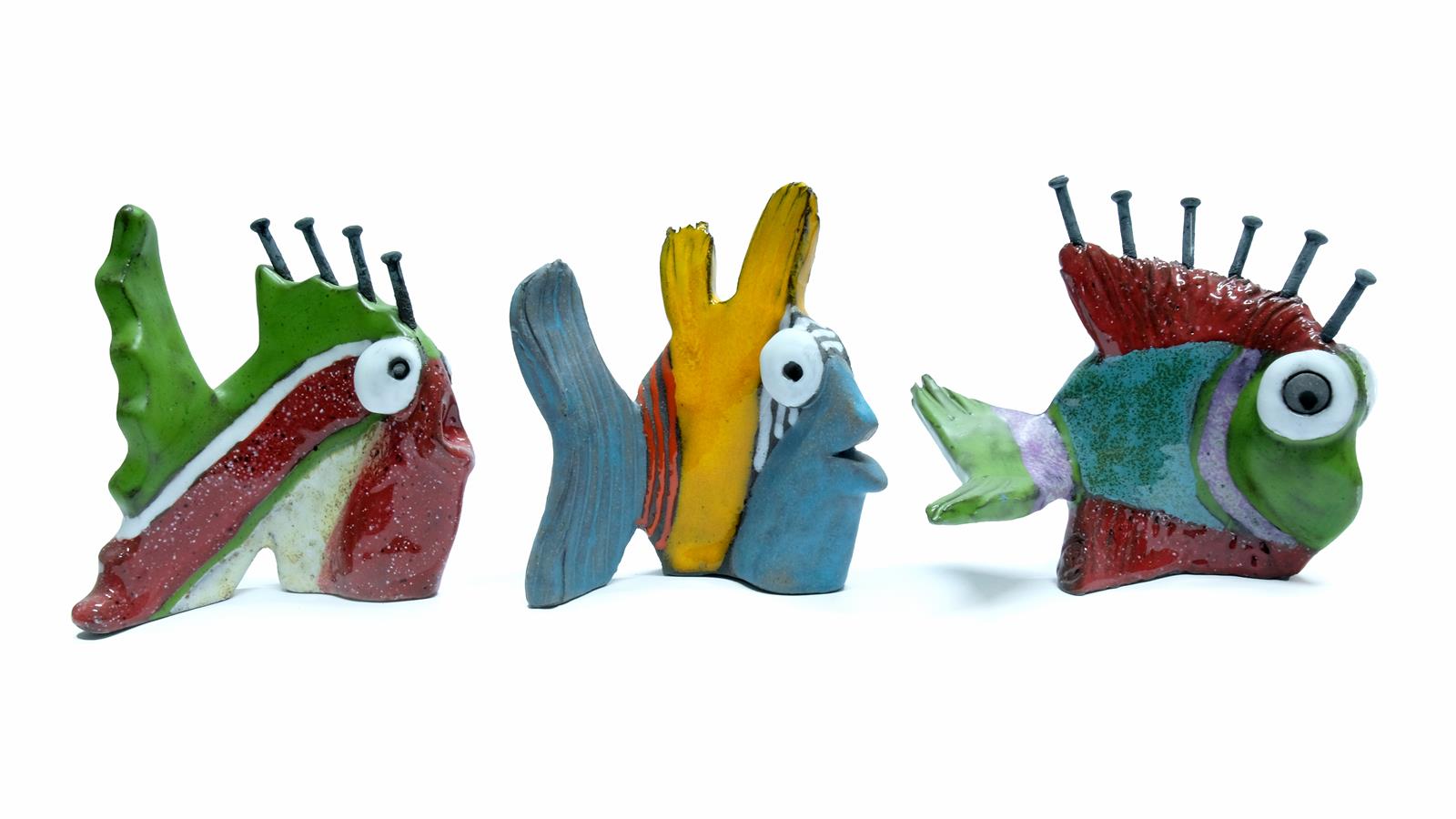 Ribe, keramika, 13x5x13cm