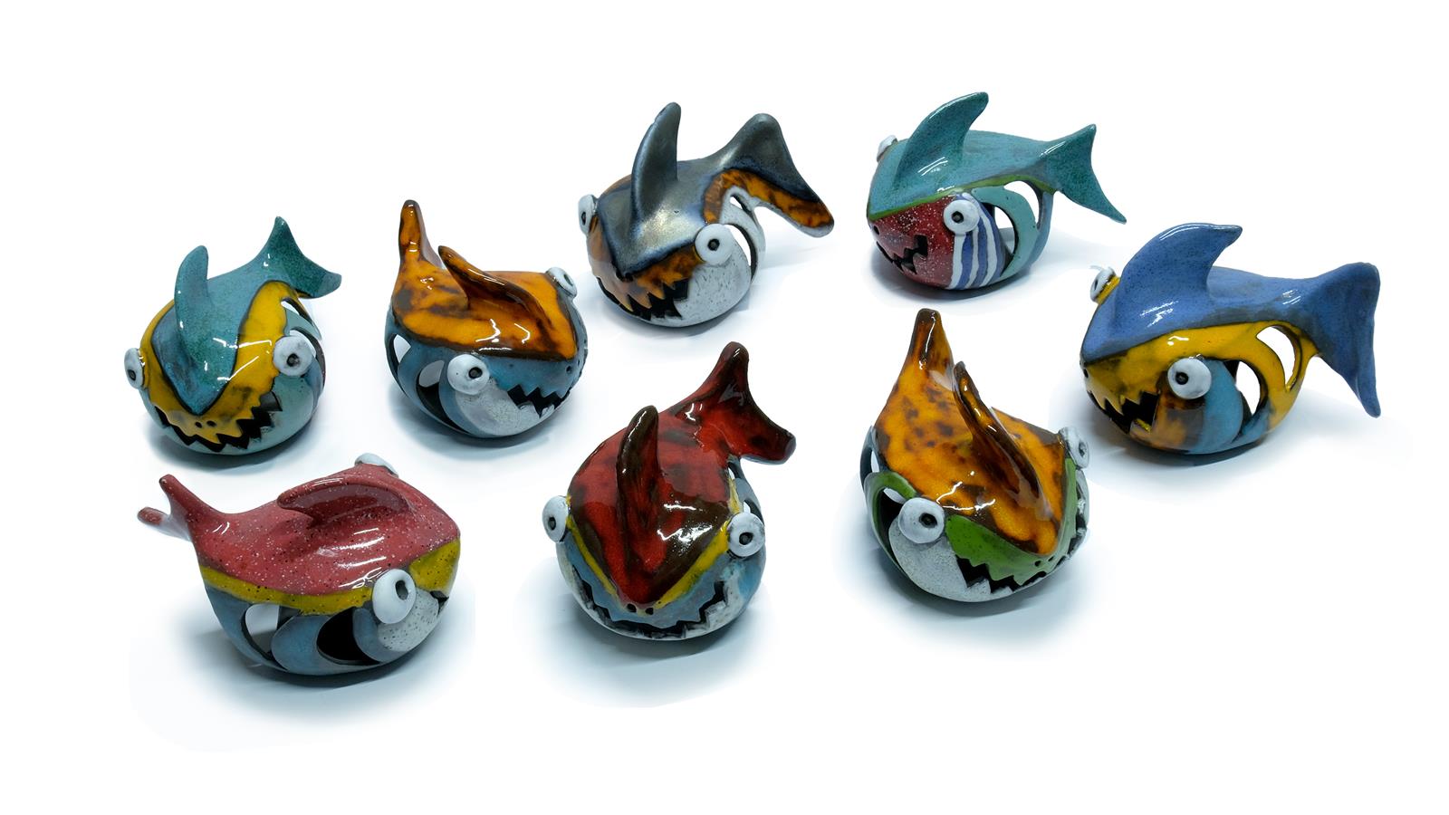 Svijećnjaci, morski pas, keramika, 16x9x16cm