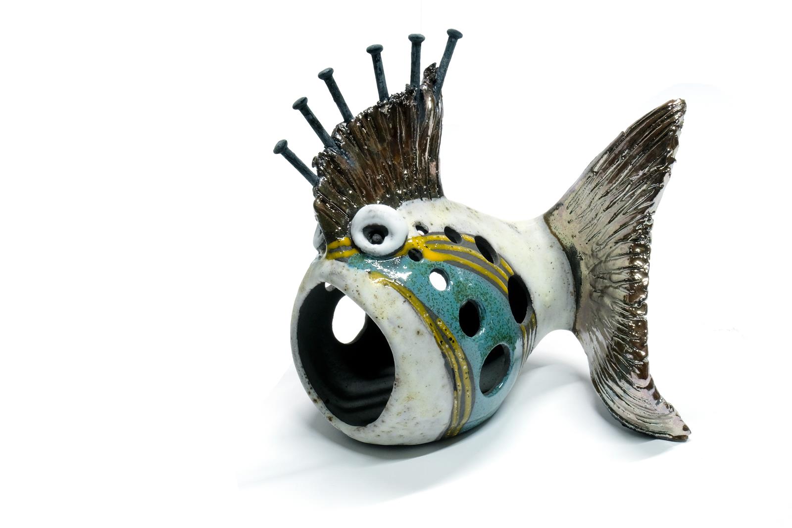 Svijećnjak riba, keramika, 16x9x16cm